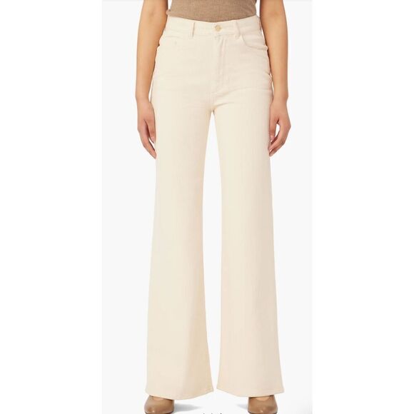 DL1961‎ Womens Hepburn Wide Leg High Rise Vintage Corduroy Pants Cream Sz 32 NWT - Picture 1 of 14